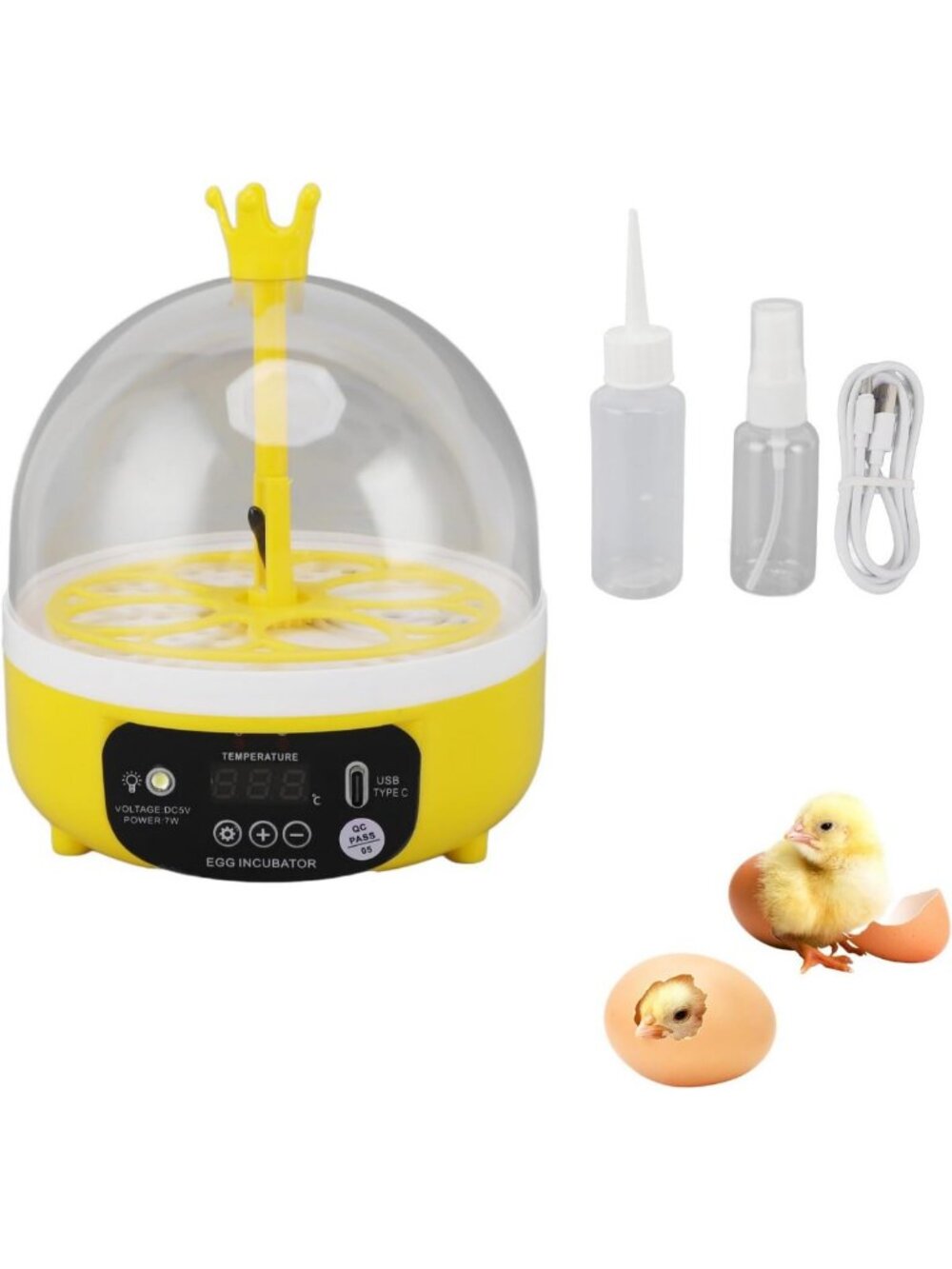 Automatic Mini Egg Incubator for 4 Eggs - Home, Farm & Classroom Use, Temp